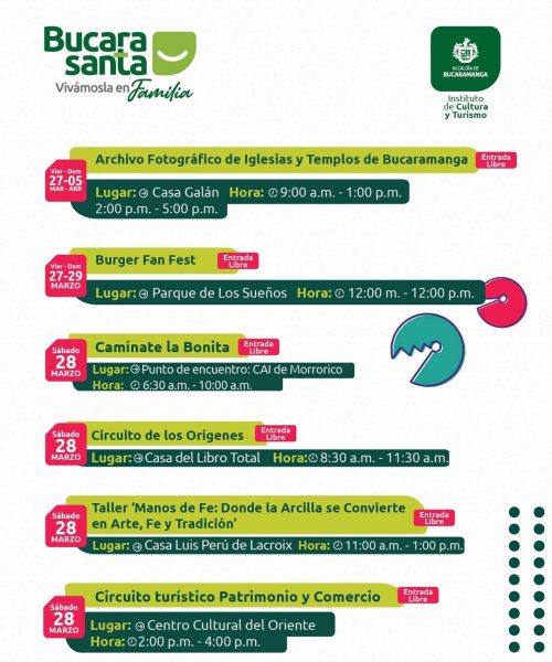 Programación BucaraSanta 2026 día Sábado 28 de abril