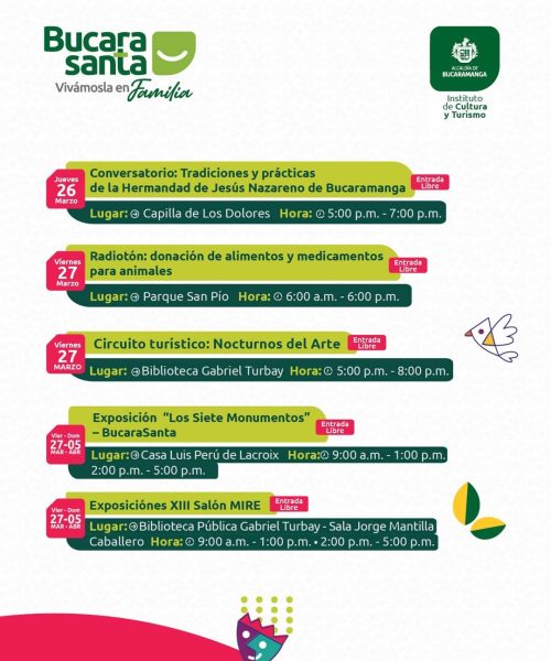 Programación BucaraSanta 2026 día Viernes 27 de abril