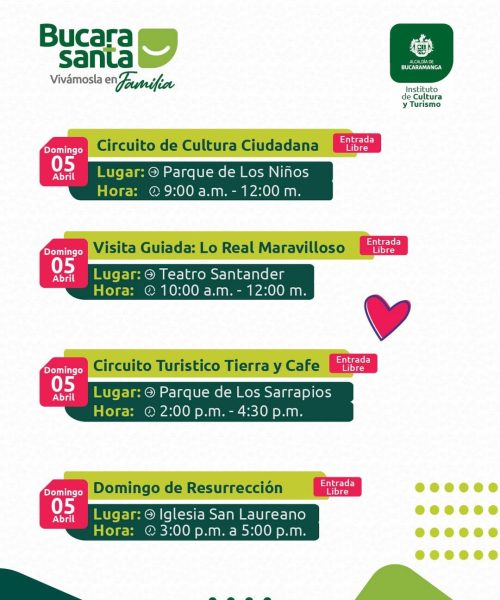 Programación BucaraSanta 2026 día domingo 5 de abril