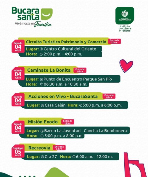 Programación BucaraSanta 2026 día sábado 4 de abril