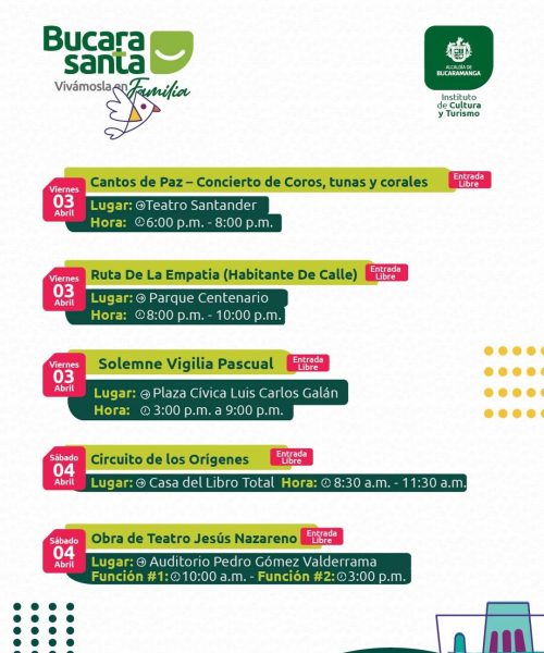 Programación BucaraSanta 2026 día viernes 3 de abril